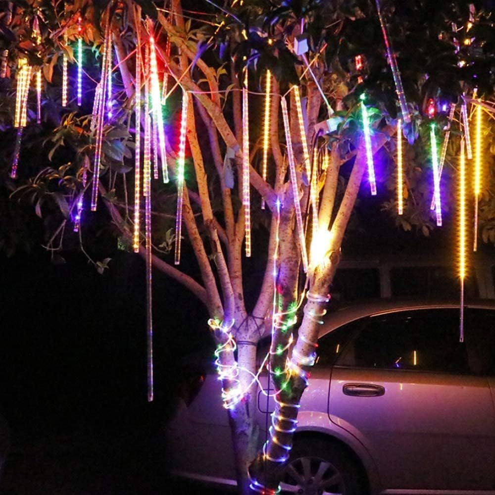 LED Outdoor String Solar, Rain Lights,Meteor Lights,Meteor rain Lights 30cm 10 Tube Solar rain Lights with for Christmas Parties Wedding Christmas Tree
