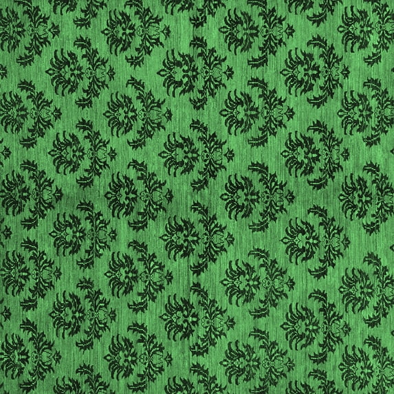 Ahgly Company Indoor Square Abstract Emerald Green Modern Area Rugs, 3' Square