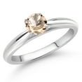 thumbnail image 2 of Gem Stone King 10K White Gold Peach Morganite Solitaire Engagement Ring for Women (0.40 Cttw, Round 5MM, Available in Size 5, 6, 7, 8, 9), 2 of 4