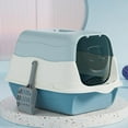 thumbnail image 7 of HOARBOEG 19.69*13.39*12.99in Enclosed Litter Box Low Entry Senior Cat Litter Box Anti Splash Anti Diffusion Kitty Litter Pan Extra Large, Blue, 7 of 7