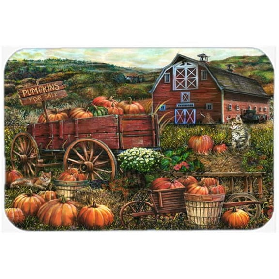 Carolines Treasures Pumpkin Patch And Fall Farm Glass Cutting Board, Large