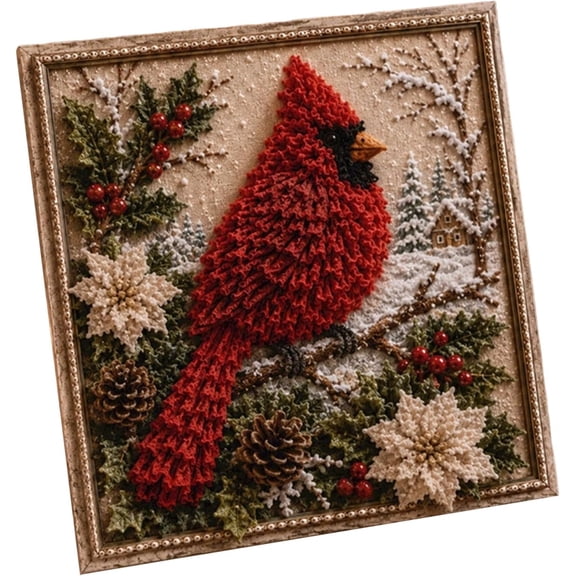 3D Christmas Fabric Poke Art Kit, Handmade Fabric Poke Art Kit, Vintage Holiday Handmade Decoration,DIY Christmas Craft Kit for Adults & Beginner (#N)