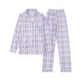 thumbnail image 4 of Womens Pajama Sets Plaid Print Lapel Long Sleeve Button Tops With Pants Loose Two Piece Pajamas For Women Set Sleepwear Homewear,Purple,M, 4 of 7