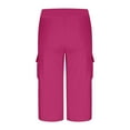 thumbnail image 6 of ChaoHeng Casual Pants Women Plus Size Women's 7/8 Cargo Yoga Pants Solid Stretch Lounge Capris with Pockets for Workout & Casual Wear,Hot Pink M, 6 of 7