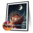 thumbnail image 2 of Cuadros Decorativos 5D bricolaje ronda completa taladro diamante pintura Luna barco Kit decoración del hogar (HQ033) Wdftyju de costura negro 4 estilos, 2 of 9