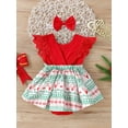 thumbnail image 3 of Qiylii Baby Christmas Bodysuit Dress, Sleeveless Printed Skirt Romper+Headband, 3 of 9