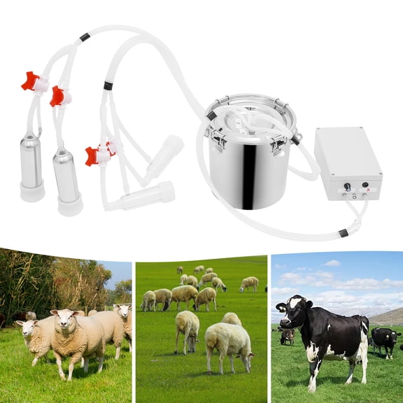 Pulsation Cow Milking Machine, Electric Cow Milker, Milking Machine with Stainless Steel Bucket for Cows and Goats, 1.32 Gal Capacity