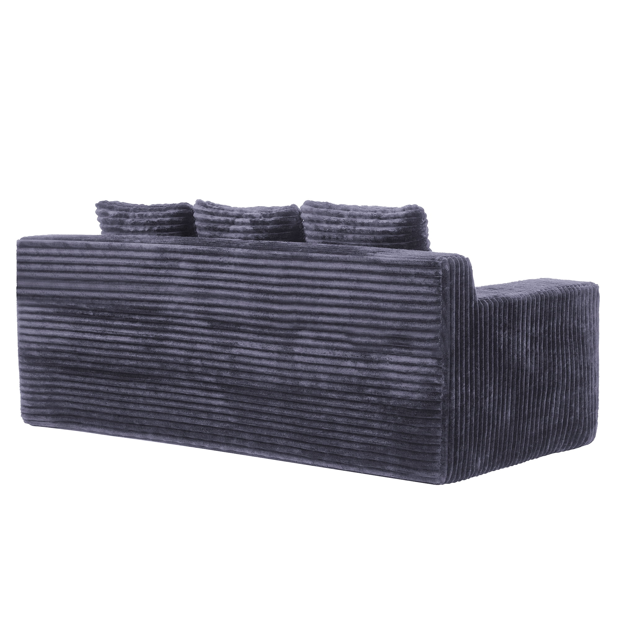 Leumius 72.2" 3-Setaser Sofa with Corduroy Fabric, Deep Seat Couches, Comfy Loveseat Sofa, No Assembly for Living Room Bedroom Conference Room Apartment Dark Grey