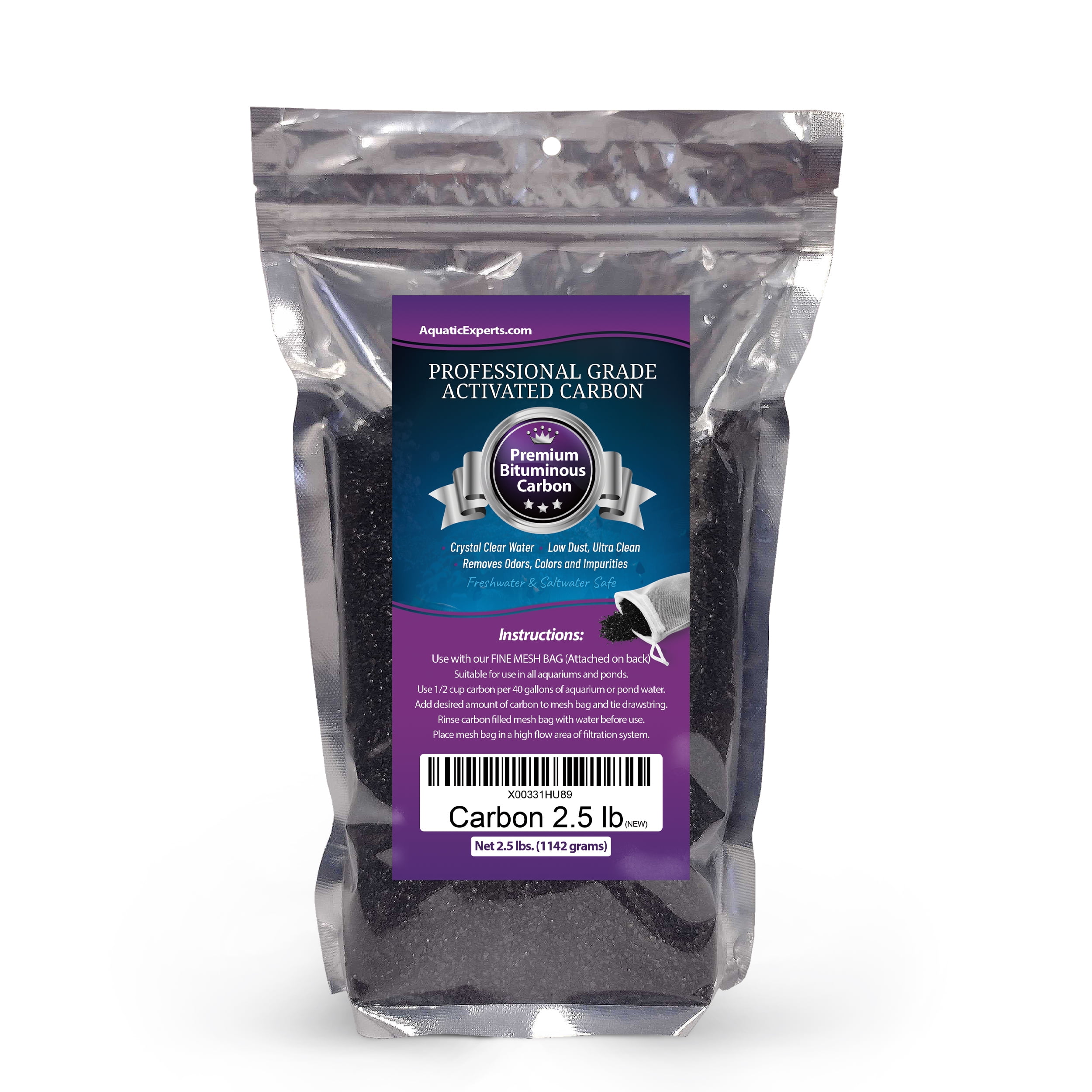 Premium Activated Carbon Aquarium Filter Charcoal Media with Fine Mesh Bag Remove Odors and