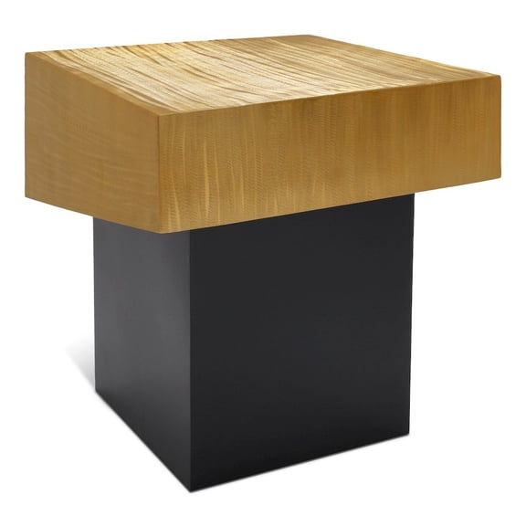 Meridian Furniture Palladium Textured Metal End Table in Gold