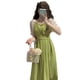 thumbnail image 2 of Vestido de manga abombada con decoración de perlas, cuello cuadrado, lazo en la cintura, elegante y dulce vestido de verano para mujer, 2 of 8