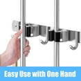 thumbnail image 5 of 2 Packs Mop and Broom Holder,  Wall Mount Mop Hanger Heavy Duty Utility Hooks, Stainless Steel Broom Organizer Wall Hanging Rack for Garage and Gardening Tools, 5 of 8