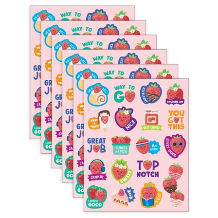 Teacher Created Resources Strawberry Smelly Stickers, 114 Per Pack, 6 Packs