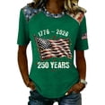 thumbnail image 3 of Youpwaven Women's 250th Anniversary USA 1776-2026 T-Shirt, Patriotic Waving Flag Graphic Top, 250 Years Celebration Independence Day Crew Neck Tee, 3 of 5