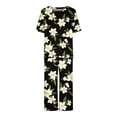 thumbnail image 5 of Jamicy Womens Summer Wear Summer Outfits Womens Capri Pajama Sets Short Sleeve Sleepwear Top and Pants Floral Printed Lounge Sets with Pockets, 5 of 5