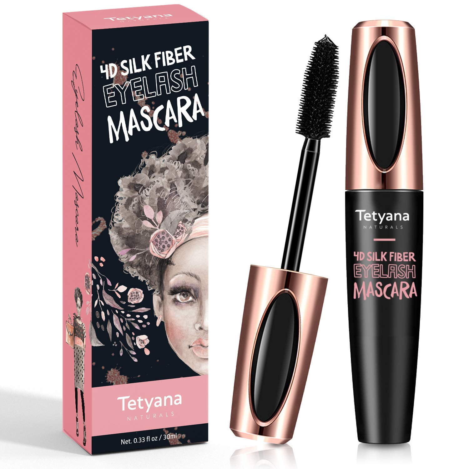 Tetyana Naturals Natural 4D Silk Fiber Lash Mascara, Lengthening and Long Lasting, Waterproof & Smudge-Proof, All Day Exquisitely Lush, Full, Thick, Smudge-Proof Eyelashes Walmart.com