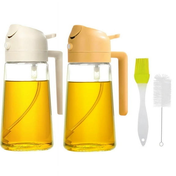 Kitchen Cooking Olive Oil Spray Bottle, 2-in-1 Oil Dispenser pour oil and Spritzer, 16.5 oz/470 ml Glass Oil Sprayer Food-grade Oil Mister, Air Fryer, Salad, Baking, Roasting、BBQ