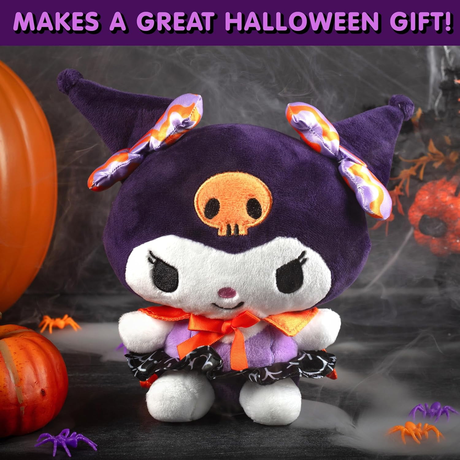 Hello Kitty and Friends 8" Kuromi Goth Plush - Officially Licensed Sanrio - Collectible Cute Soft Stuffed Animal Toy Figure - Gift for Kids, Girls, Boys - 2+