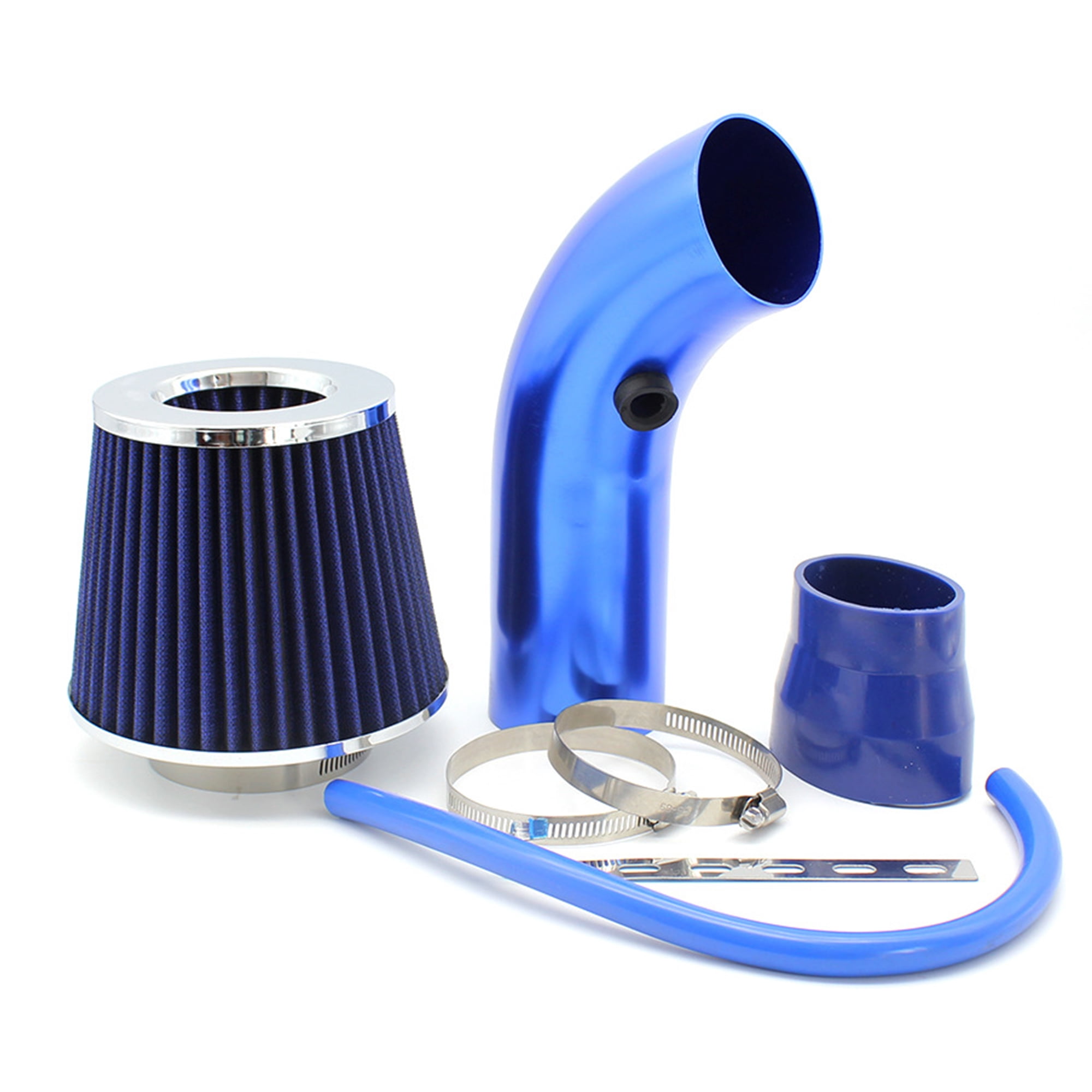 3'' Cold Air Intake Kit Aluminum Automotive Cold Air Intake Pipe Filter Induction Flow Hose Pipe Kit, Blue