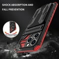 thumbnail image 6 of Cutyskin iPhone 15 Pro Max Armor Case with Hidden Card Holder Detachable Wallet Cover, Built-in Kickstand, Camera Lens Protection, Tough Rugged Shockproof Phone Case for iPhone 15 Pro Max, Red, 6 of 9