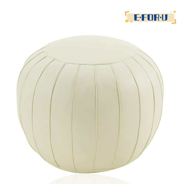 Unstuffed Pouf, Faux Leather Poufs Cover, Round Poof Ottomans