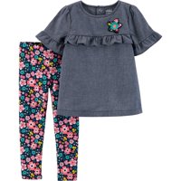 Short Sleeve Ruffle Top & Leggings, 2-Piece Outfit Set (Toddler Girls)