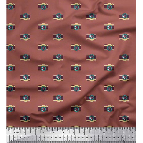Soimoi Rayon Fabric Camera Shirting Decor Fabric Printed Yard 42 Inch Wide