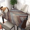 thumbnail image 2 of Wood Grain Square Tablecloth Fitted Table Cover with Elastic Edge Wooden Board Cloth Washable Tablecloths Wipe Clean for Indoor Outdoor Home Farmhouse, Fit for 32"x32" Tables, Style-13, 2 of 4
