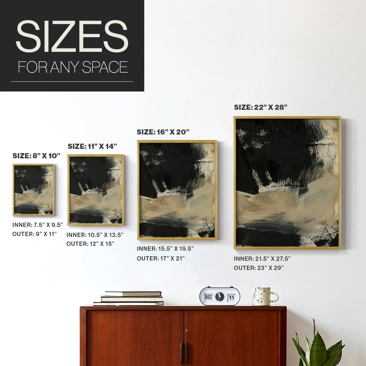 Baked Paintstrokes VI Framed Print in Gold Solid Wood Framed Print No Nail Hanging
