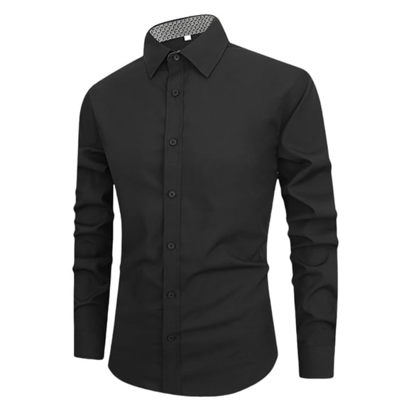 Men's Stretch Formal Dress Shirts, Regular Fit Long Sleeve Business Office Attire Shirts