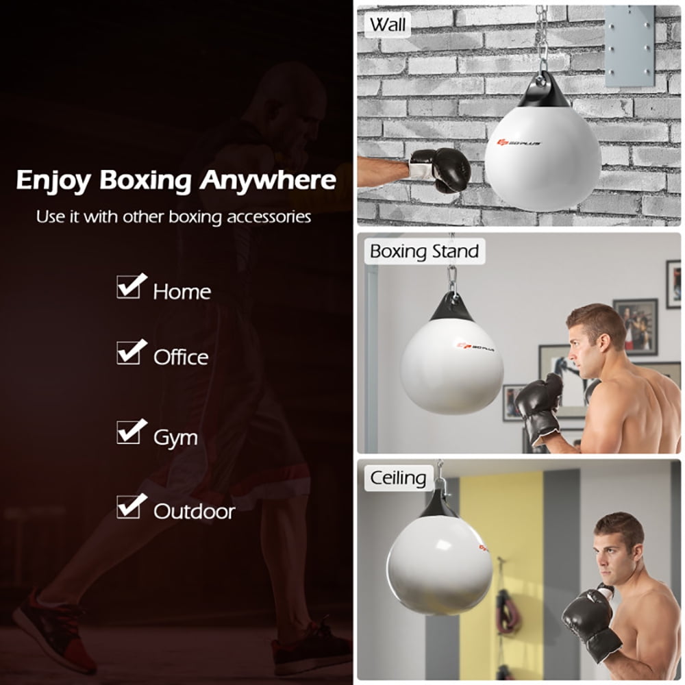 Topcobe 21 Inch Water Punching Bag with Adjustable Metal Chain, Boxing Equipment, Aqua Training Bag, Stress Relief & Fitness, White