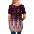 thumbnail image 4 of KISSMODA Women's Summer Casual T-Shirt V-Neck Short Sleeve Tunic Tops Loose Dressy Blouse Flare Henley Shirts, 4 of 7