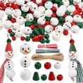 thumbnail image 1 of 190 piezas de cuentas de madera navideñas, cuentas de Noel, cuentas de madera redondas, cuentas de madera blancas, decoración navideña de madera con cuerda de cáñamo para decoración de fiestas, 1 of 5