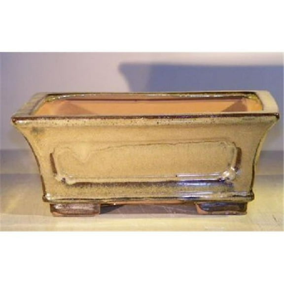 Bonsai Boy L251G 10 x 8 x 4 in. Ceramic Bonsai Pot, Olive Green - Rectangle