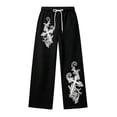 thumbnail image 4 of Luvior Y2k Baggy Sweatpants Boy and Girls Gothic Graphic Elastic Waist Wide Leg Track Pants Drawstring Athletic Joggers with Pockets, 4 of 5