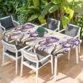 thumbnail image 2 of Purple Iris Table Cloths for 4 Foot Rectangle Tables, Spring Vintage Butterfly Leaves Flowers Beige Patio Waterproof Elastic Fitted Tablecloths, Washable Rectangular Table Cover for Camping, 2 of 8