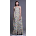 thumbnail image 2 of Bimba Nuisette Colorée à Plumes Menthe Pastel pour Femmes, Imprimée, Bretelles Spaghetti, Robe Maxi, Vêtement de Nuit, Moyen, 2 of 5