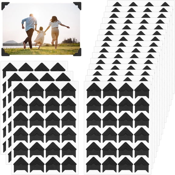 Januofit 432 Pcs Photo Corners Self Adhesive, Acid Free Picture Corners for Scrapbooking, Photo Corners for DIY Scrapbooking, Photo Album, Memory Books, Diary (Black)