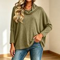thumbnail image 2 of yillto Womens Cowl Neck Shirts Loose Long Sleeve Plain Blouses Fashion Dressy Work Tops Outfits, 2 of 6