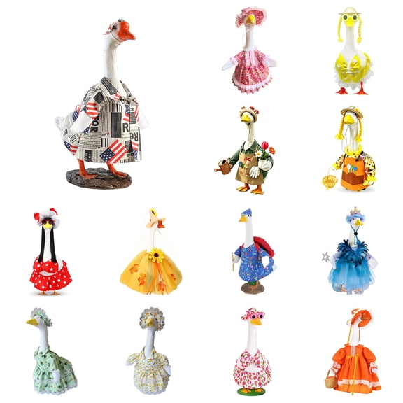 Lzobxe Porch Goose Clothes Colorful Spring and Summer Style Porch Goose Clothes with Hawaiian Shorts and Skirts for Garden, Lawn, Yard and Party Decorations