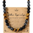 thumbnail image 5 of CUKIXA Men's Healing Crystal Necklace - Triple Stone Beaded Necklace with Hematite, Black Obsidian & Tiger's Eye, 8mm Natural Stones on Stainless Steel Chain (21"), 5 of 8