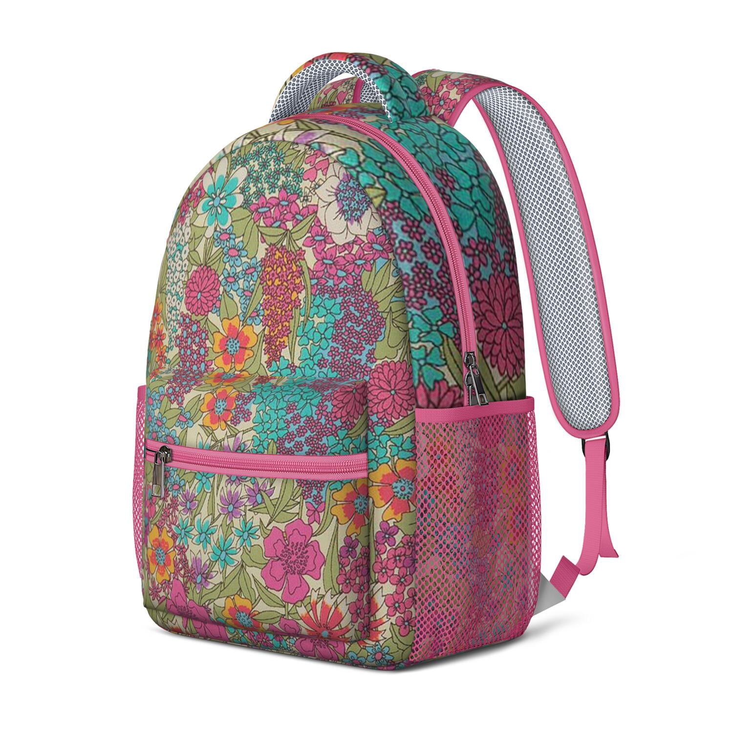 Nature Inspired Floral Print Bookbag - Waterproof Stylish Backpack for Commuters