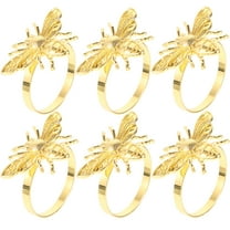 WRITWAA 6pcs Honey Bee Napkin Rings Golden Alloy Dining Decor for Hosts