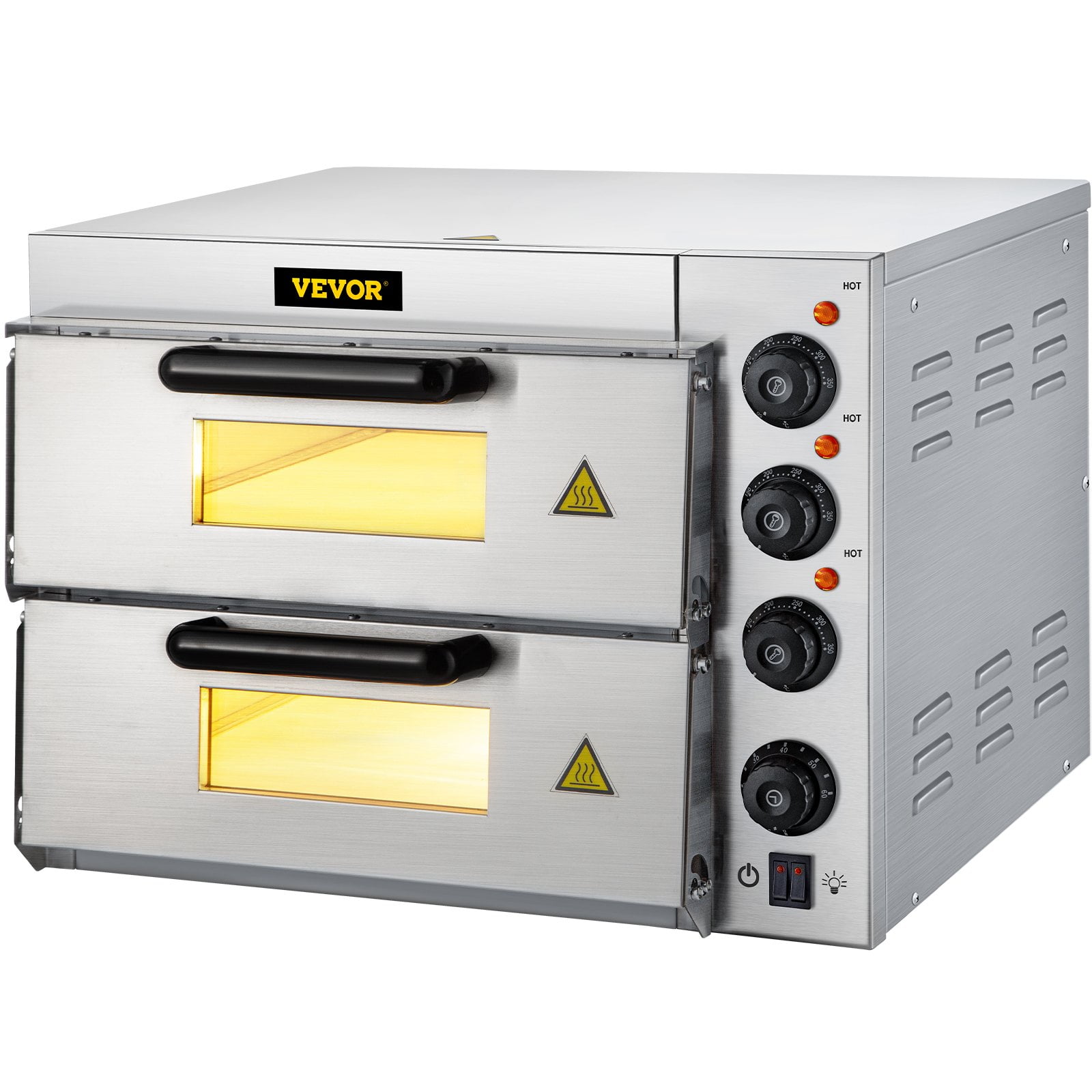 Vevor 1950W Electric Indoor Commercial Double Deck Pizza Oven, Stainless Steel