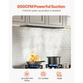 thumbnail image 2 of KFFKFF 30-Inch Built-in Kitchen Range Hood, 800CFM Stainless Steel Ventilation System, with Gesture and Touch Controls, LED Lighting, Baffle Filters, 4-Speed Fan, Convertible Ducted/Ductless Design, 2 of 9