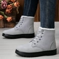 thumbnail image 2 of Leozcaa Womens Combat Boots Lace Up Ankle Boots Winter Snow Boot Fashion Plush Cotton Booties Shoes, 2 of 7