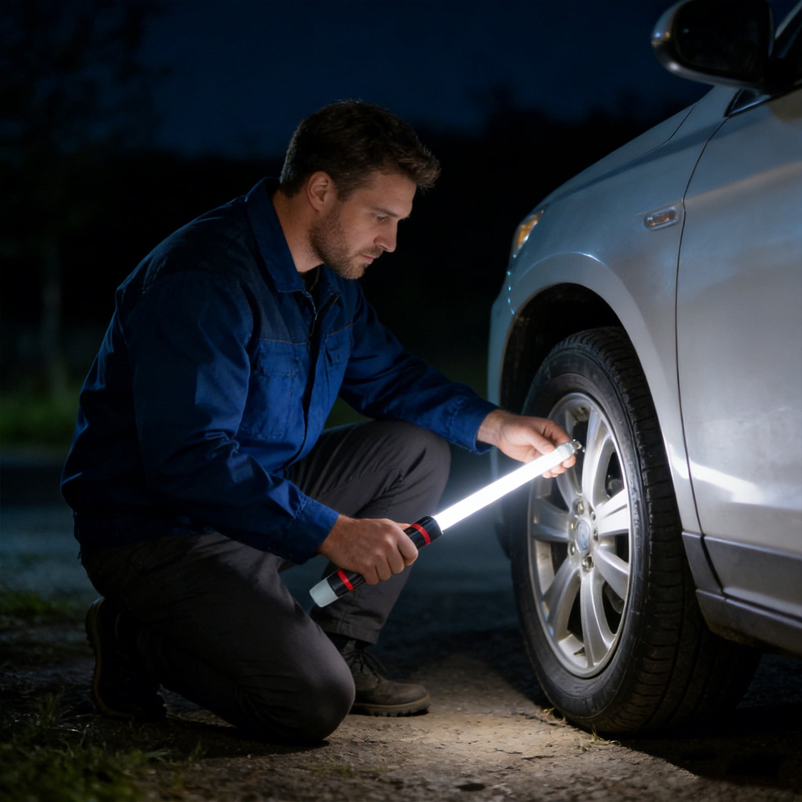 70cm LED Bendable Maintenance Light Rechargeable Flashlight Stick for Cars