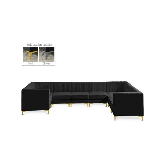 Meridian Furniture Alina Black Velvet Modular Sectional