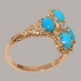 thumbnail image 3 of LBG British Made 9k Rose Gold Natural Diamond & Turquoise Womens Statement Ring - 33 size options - Size 10, 3 of 6