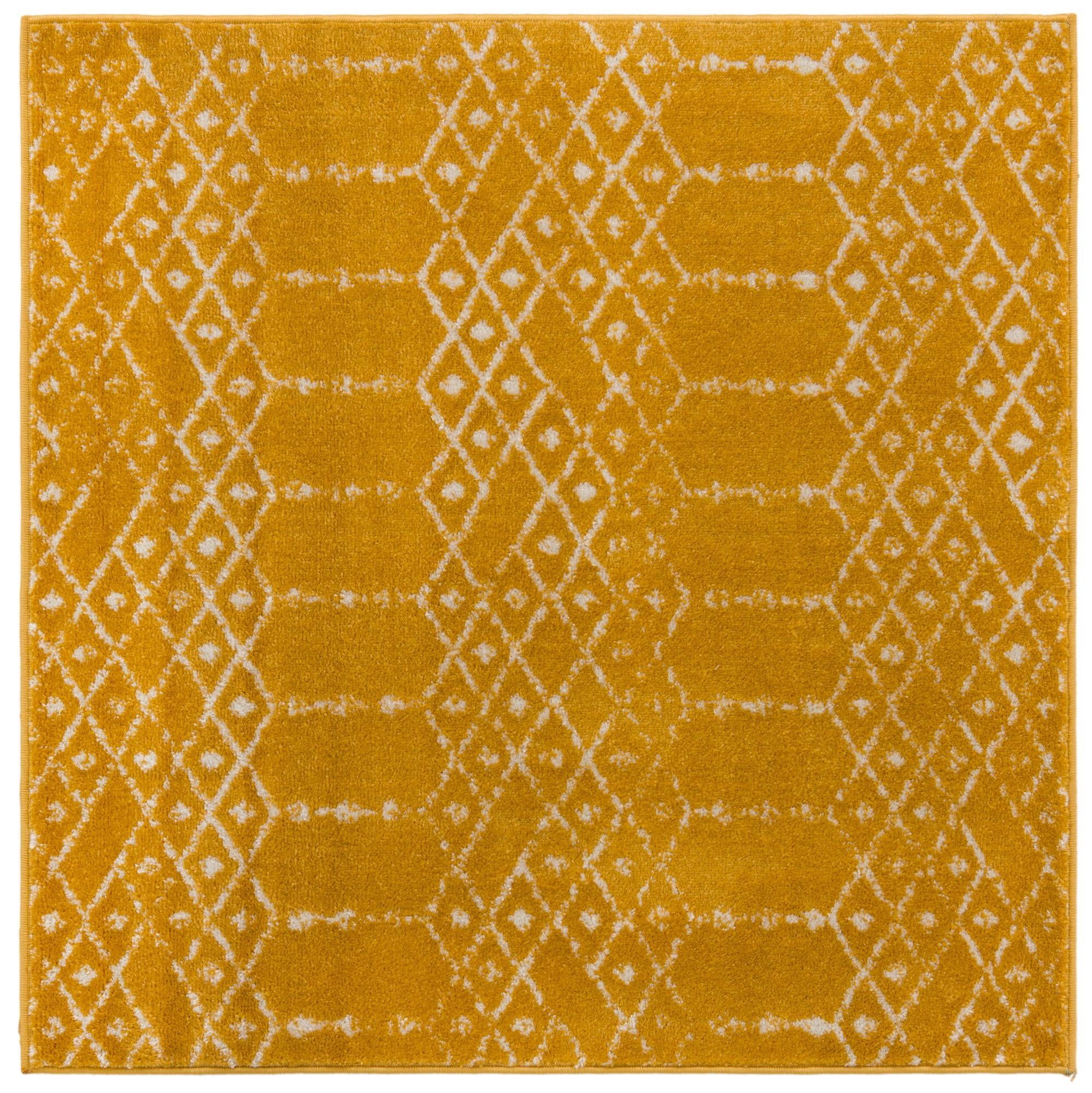 Paxon Trellis Collection Rug 8' x 10' Oval Yellow Medium Rug Perfect For Living Rooms